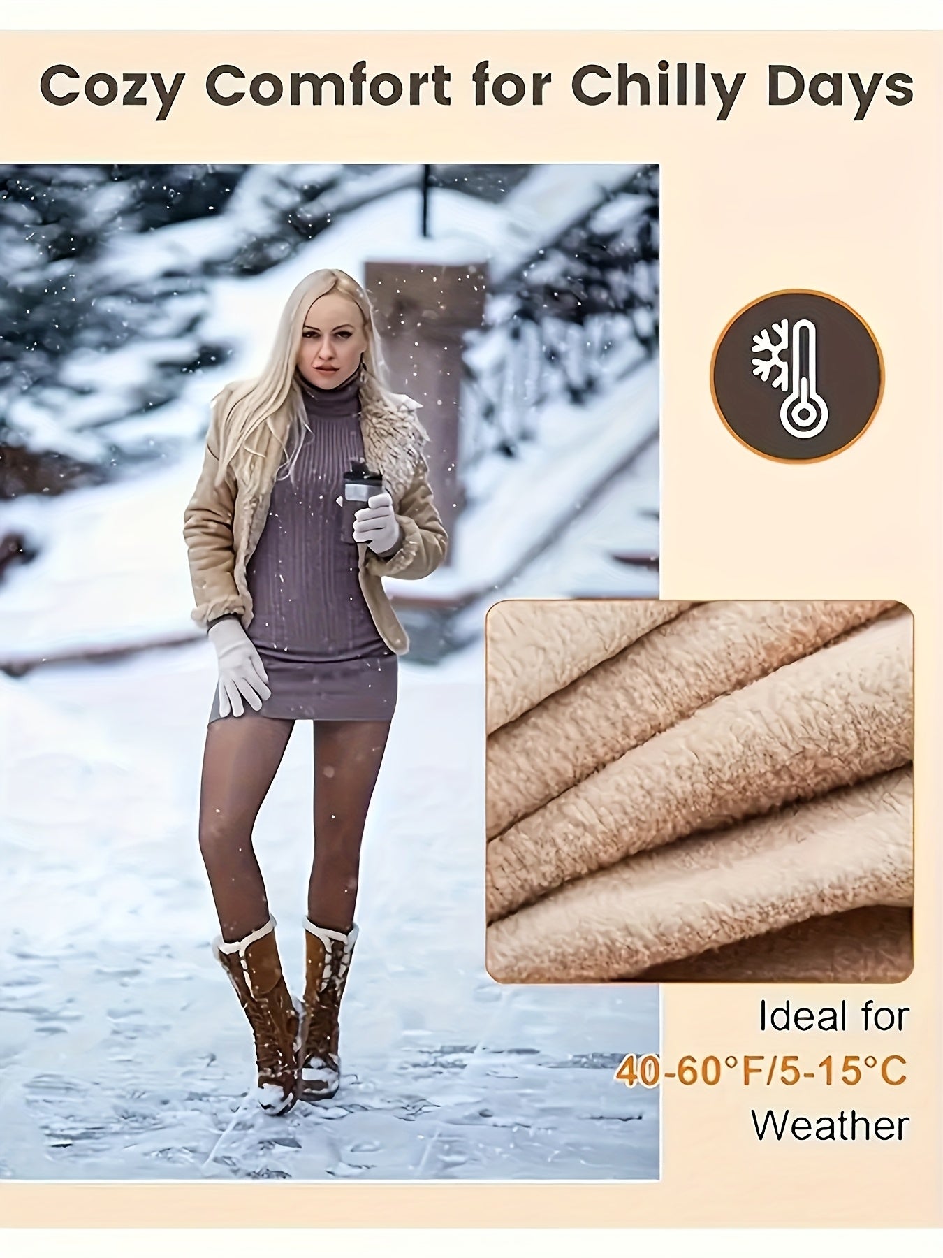 2pcs Women'S Winter Fleece-Lined Tights, Autumn And Winter Warm Pantyhose, Soft Stretch, High-Waisted Design Leggings, Women'S Long Socks