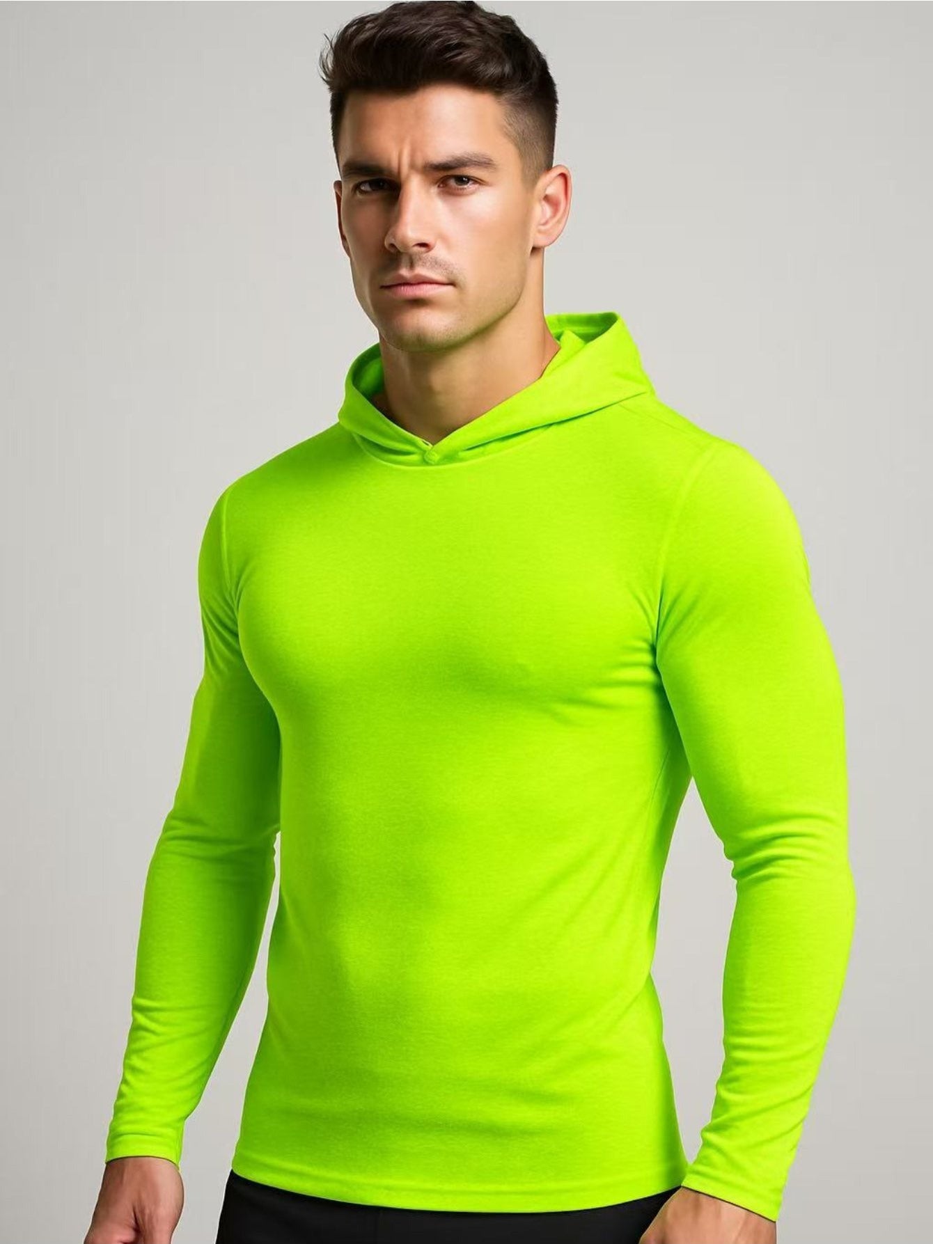 4 Pack Men's Hi Vis Performance Hooded Shirts, Long Sleeve Quick Dry Moisture Wicking UPF 50+ Lightweight Work Shirts with BONUS Performance Neck Gaiter