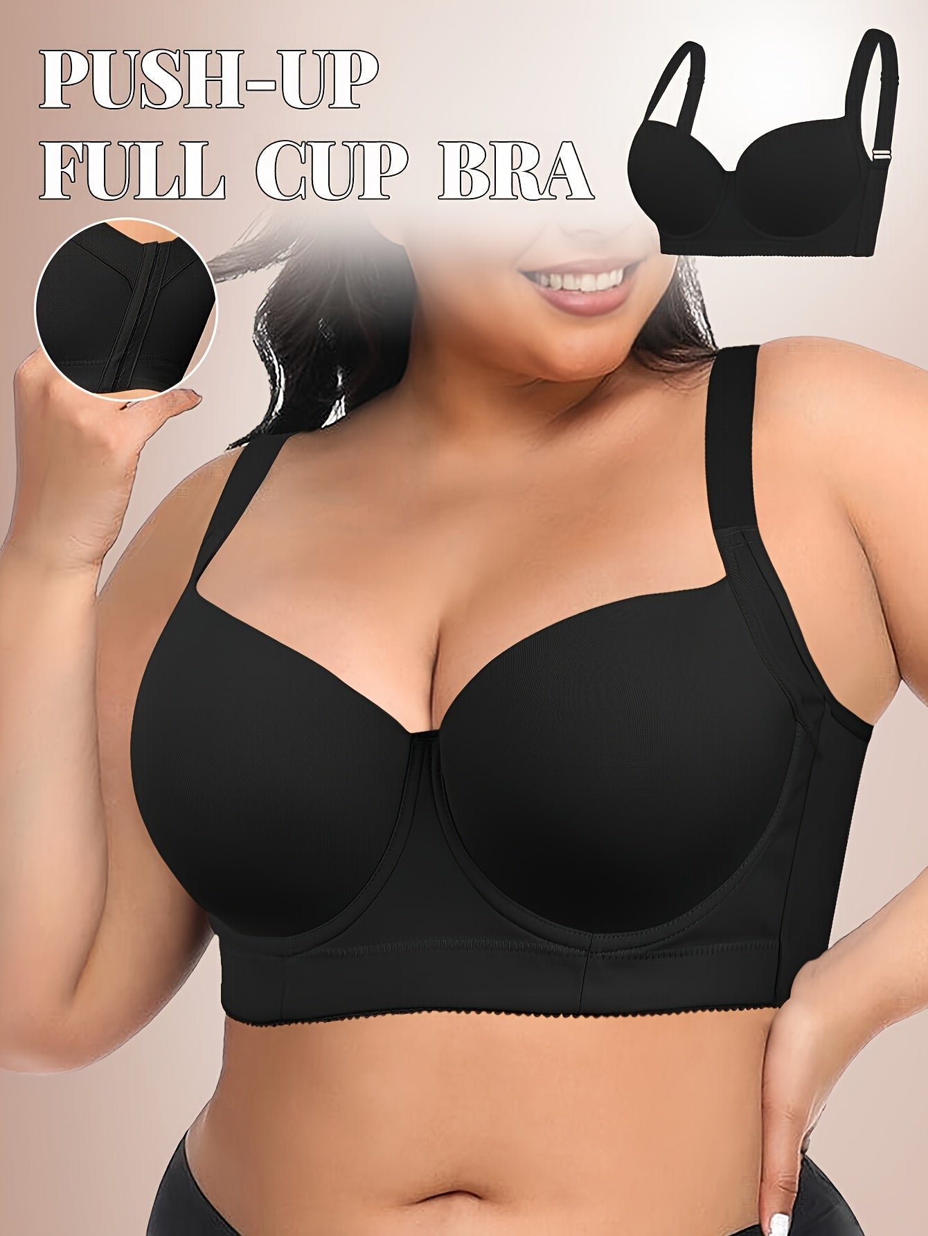 Seamless Large Size Push-up Bra for Women with Wide Shoulder Straps, Comfortable And Simple Bra