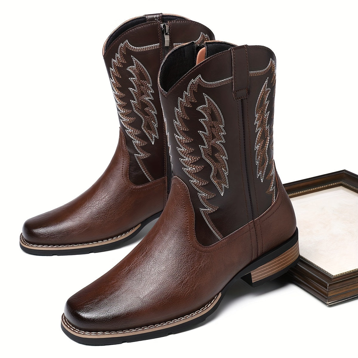 Men'S Vintage-Inspired Business Casual Boots - Slip-On, High Top with Rubber Sole for All Seasons, for Autumn, Spring