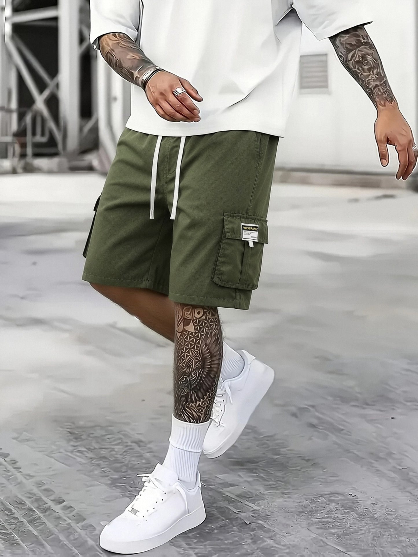 2pcs Men's Cargo Shorts, Multi-Pocket Loose Fit Utility Shorts, Durable Outdoor Hiking Tactical Shorts, Summer Casual Relaxed Fit Work Shorts with Flap Pockets