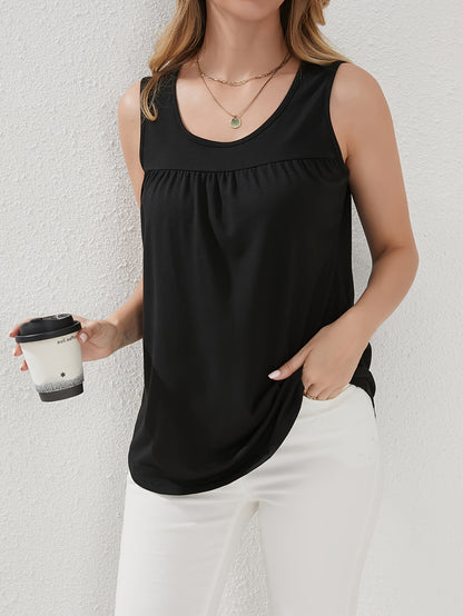 Three-piece Set 2025 Europe And The United States Fashion Casual Loose Top Round Neck Pleated Sleeveless Vest