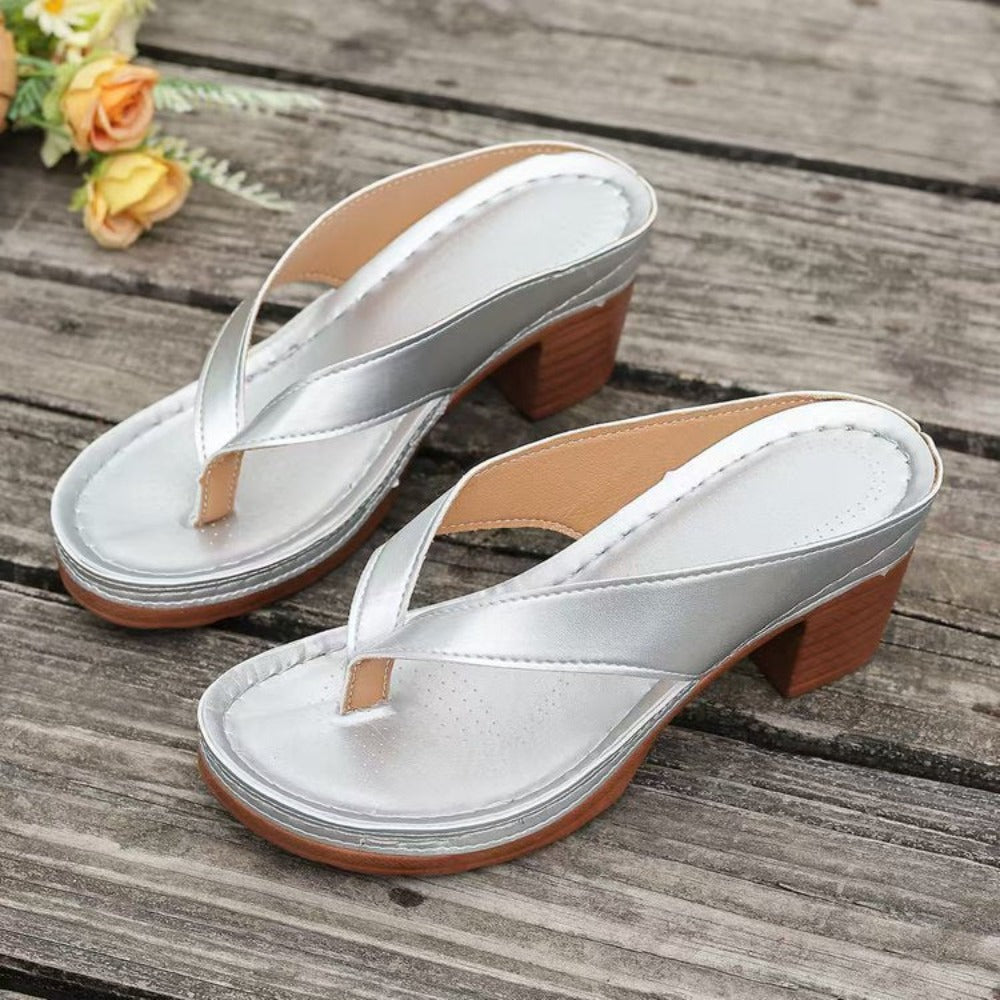 Women's Heeled Sandals - Slip-On for Everyday Wear