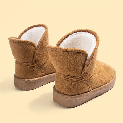 New Winter Warm Fleece-Lined Snow Boots for Children, Casual Mid-Tube Soft-Soled Shoes for Girls, Trendy Outdoor Footwear