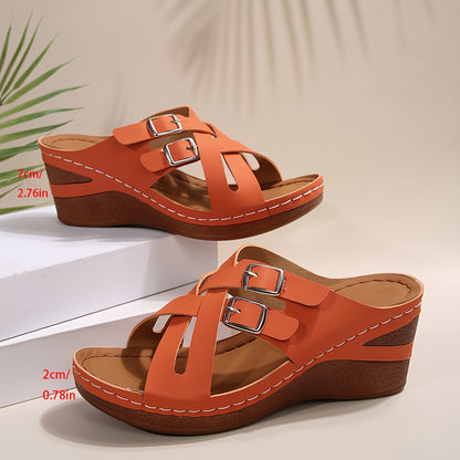 Women's Thick Soled Wedge Slide Sandals for Summer, Versatile Beach & Vacation Slides for Outdoor Wear, Women Shoes