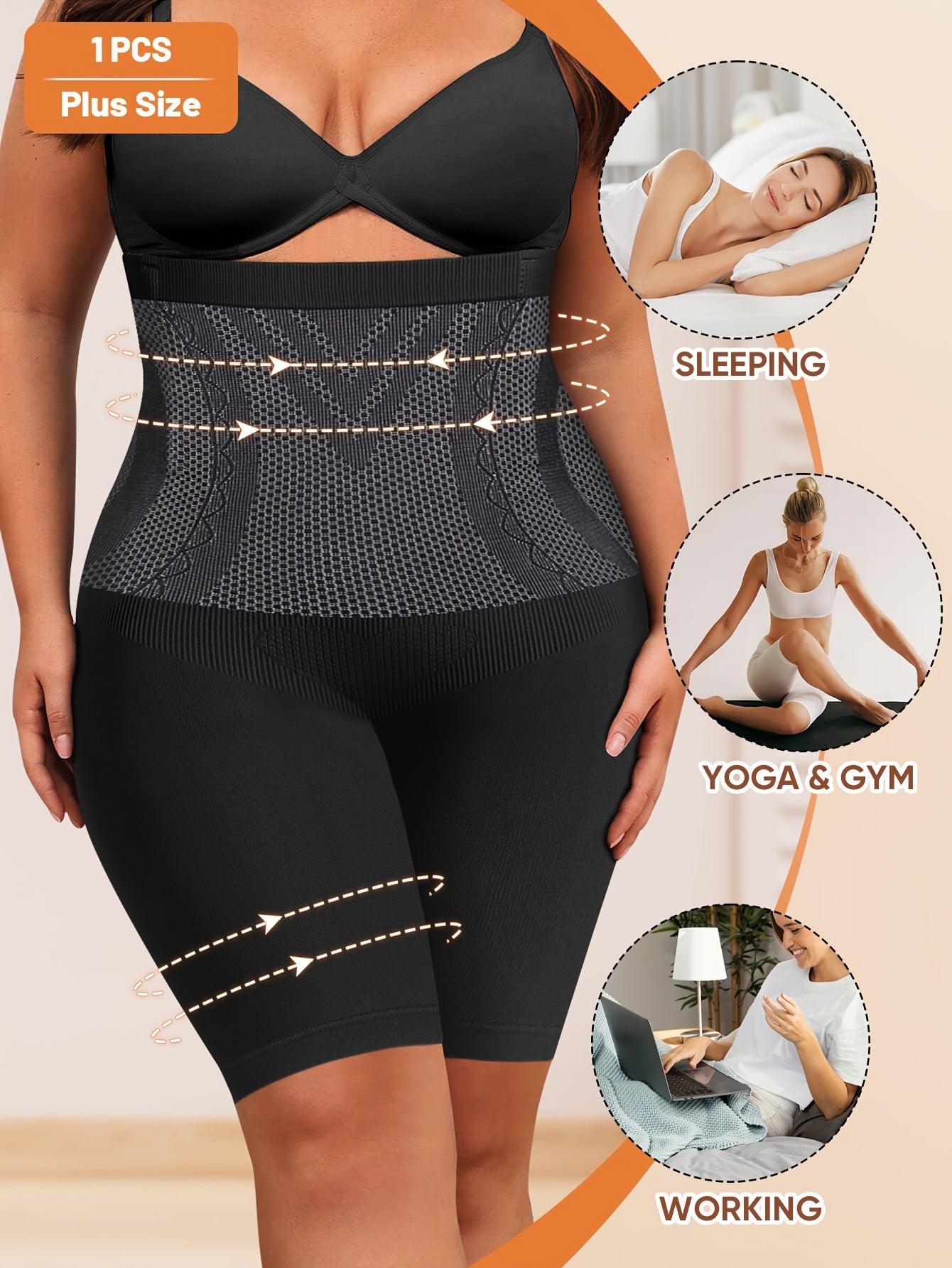 1-Pack Women's Plus Size Shaping Shorts, High-Waist Tummy Control, Butt-Lifting, Seamless Panties for and S