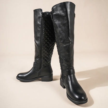 Women's Knee High Boots Wide Calf Low Heel Riding Boots With Side Zipper With Buckle Fall Tall Boots for Women Suitable for party, dance, shopping, walk, office. Perfect gift for friends, wife, sister, daughter.