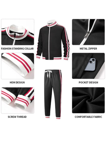 Men Track Suits Sets Long Sleeve Full-zip Sweatsuit Active Jackets And Pants 2pcs Outfits