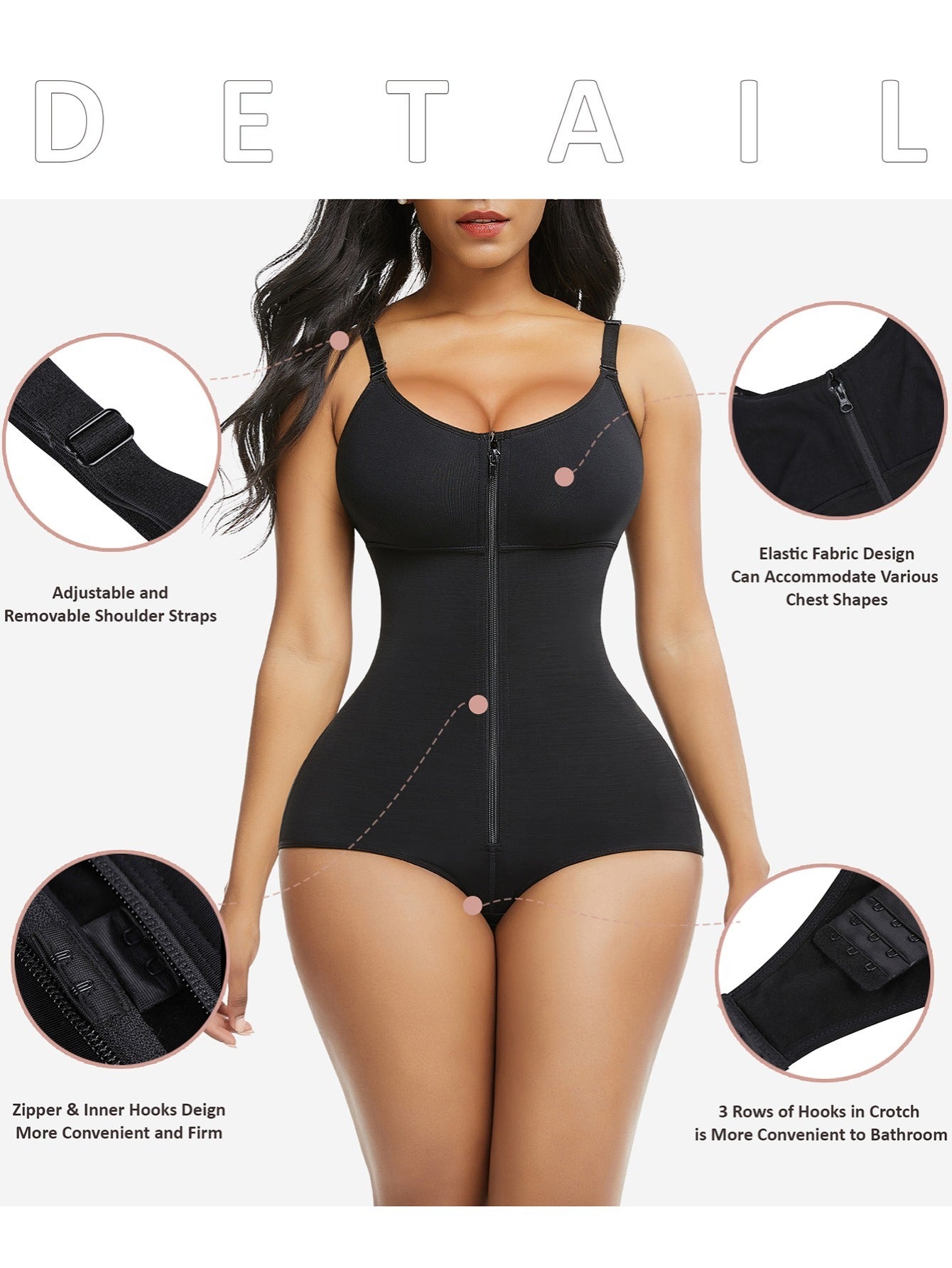 Colombianas Body Shaper Tummy Control Shapewear Zipper Full Bust Corset Bodysuits