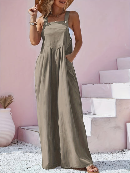1pc Polyester Women's Sleeveless Cami Jumpsuit Wide Leg Pants, Black Friday/Christmas Wear, Spring/Summer/Fall Casual/Dating, Versatile Machine Washable, Perfect for Summer Vacations, Christmas, Black Friday, Casual Outings, Beach Wear, Parties