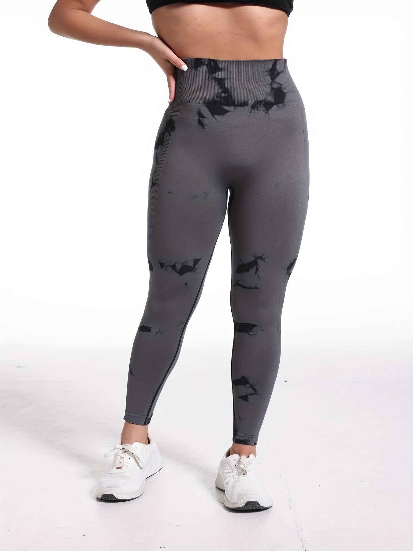 Set of 5 High-Waisted Yoga Pants for Women with Tummy Control, Summer Tie-Dye Fitness Leggings, Stretchy Running Tights for Peach Lift Workouts, Available in Various Colors