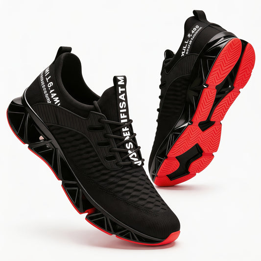 [Lightweight Running Shoes] Men Lightweight Breathable Running Shoes - Non-Slip All-Season Fitness Sneakers, Lace-Up Design Black - Wear-Resistant And Durable Training Shoes, Comfortable Casual Shoes, A Must-Have For Fitness Enthusiasts