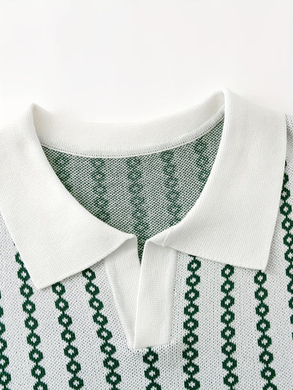 Men's Knitted Polo Top Business Leading Short Sleeve Golf Casual Polo Top