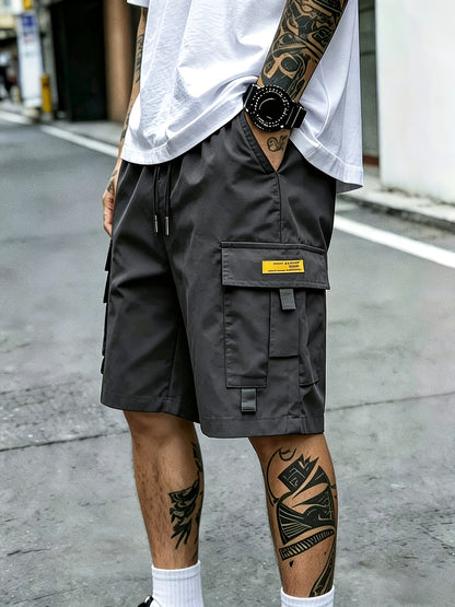 3pcs Men's Cargo Shorts with Multi-Pocket & Drawstring Waist - Lightweight Loose-Fit Shorts Suitable for Outdoor,, Streetwear, Casual Wear - Summer Shorts with Utility Belt for Daily Use and Gift Choice