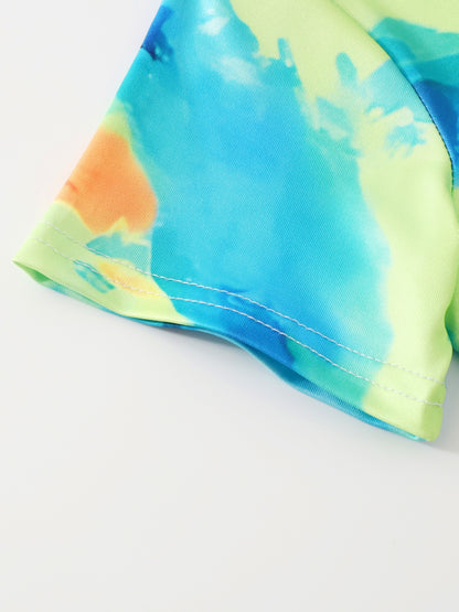 6pcs, Girls Love Print Camouflage Design Short Sleeve Athletic Shorts Summer Suit, for Outdoor