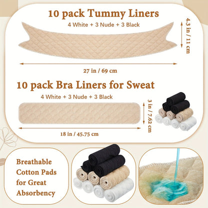 Women's Under-Clothing Sweat Pads - 20-Pack - Large seamless pads with moisture-wicking lining