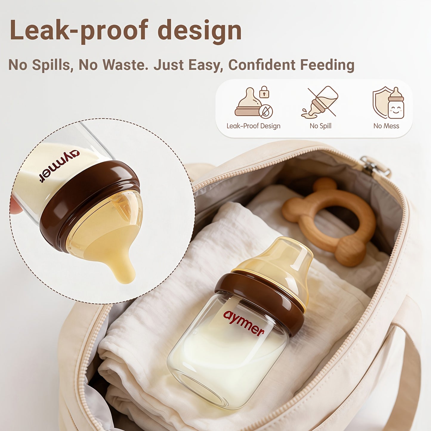 Baby Bottles for Newborn 0-6 Months, Wide Neck Anti-Colic Bottles, Leak-Proof & Easy to Clean, Perfect for Breastfed Babies, Baby Shower Gift Set (BPA Free)