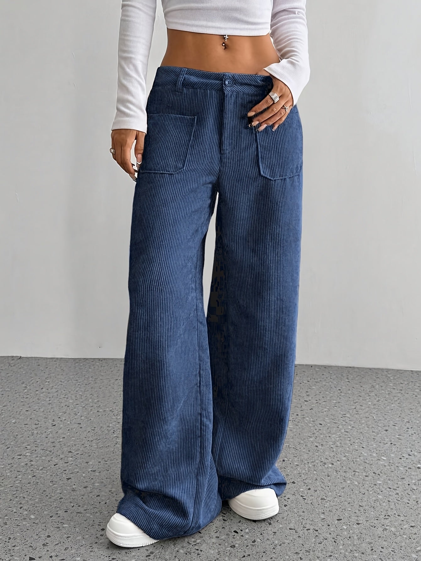 2025 New Explosive Product Chic Straight Pants with Pockets in Solid Color - Casual And Comfortable, Women'S Machine Washable