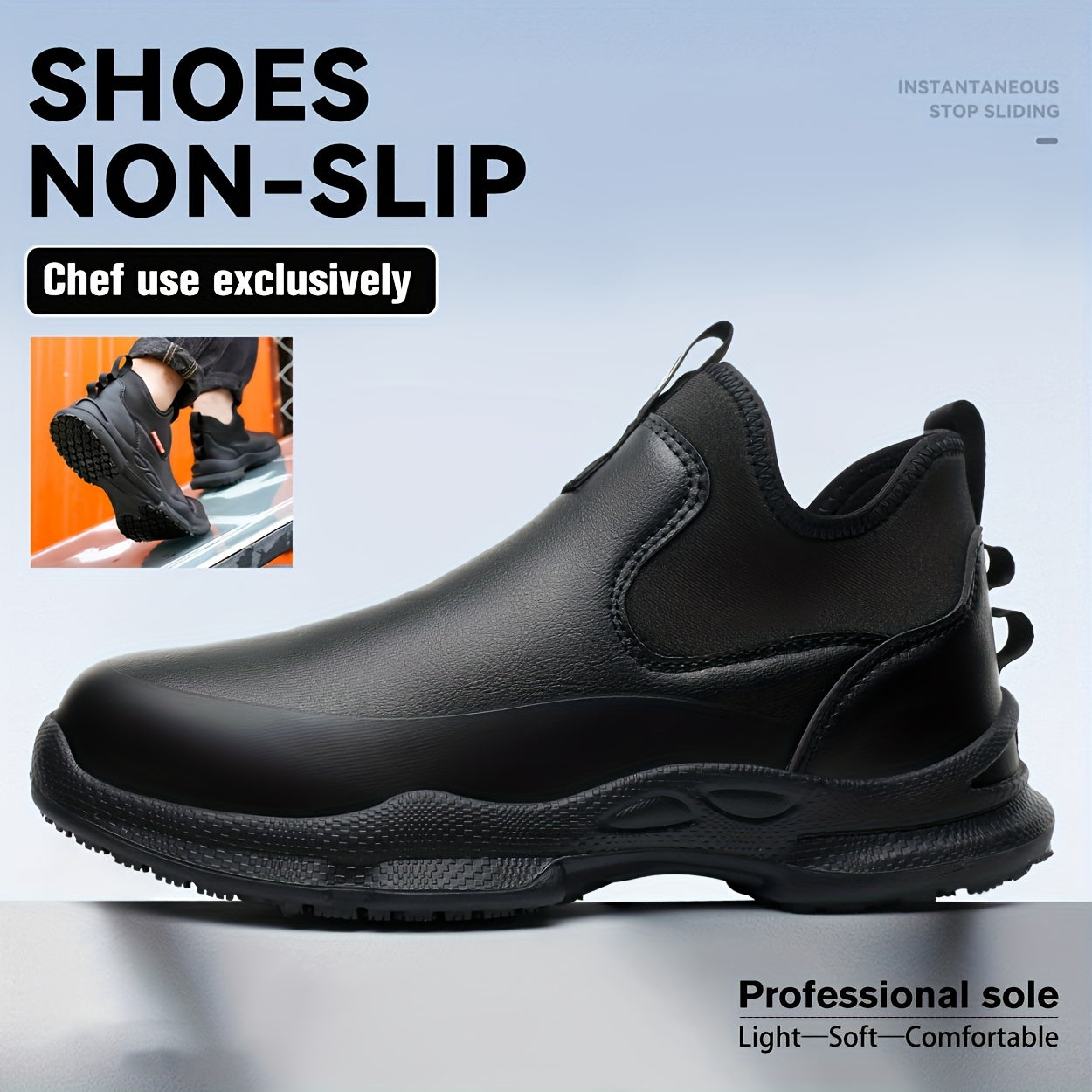 Men's Slip- Shoes, Slip-On Style, Slip- &, Comfortable & Lightweight - Ideal for & Restaurant Workers