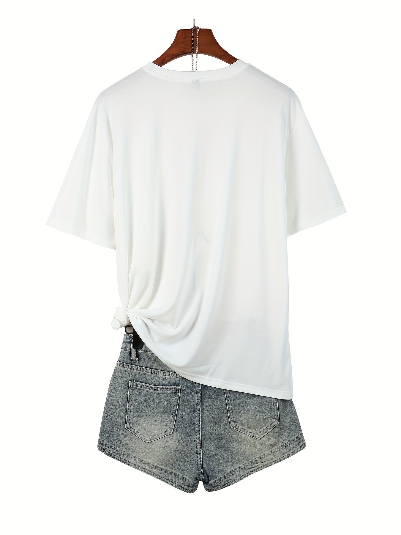 Women's Casual Crew Neck T-shirt, Fabric, Slightly Stretchy, Short-sleeved Graphic Print Top, Suitable for All Seasons, Featuring the Design "I Am a Mother, Grandmother, and Great-grandmother".