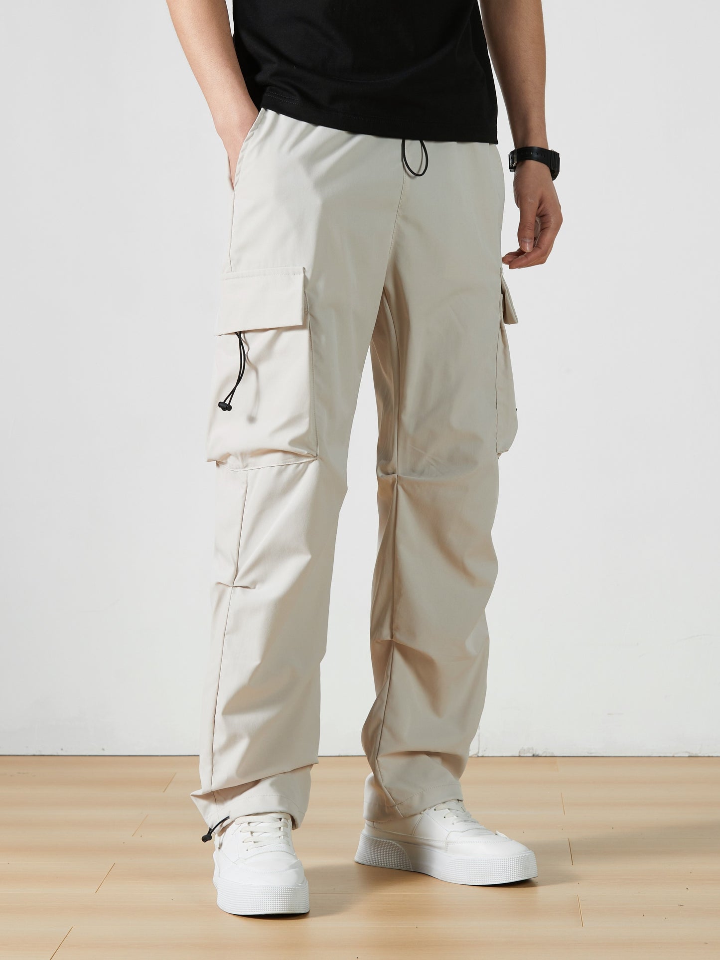 Men'S Straight-Leg Cargo Pants with Multiple Pockets, Suitable for Outdoor Street Fashion
