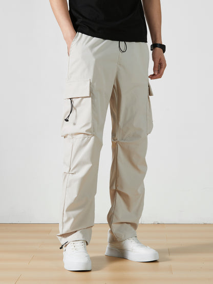 Men'S Straight-Leg Cargo Pants with Multiple Pockets, Suitable for Outdoor Street Fashion