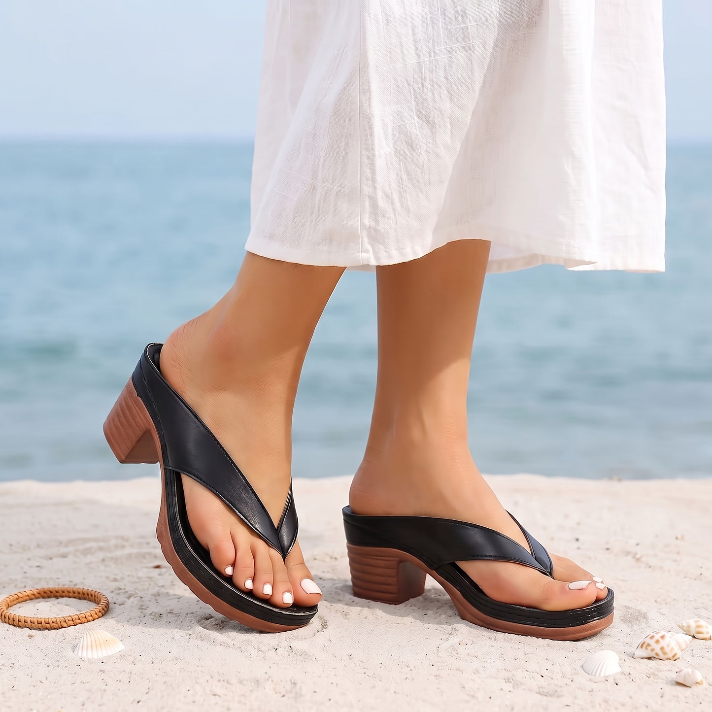 Classic And Versatile High-heeled Flip-flops - Perfect For Any Summer Outfit