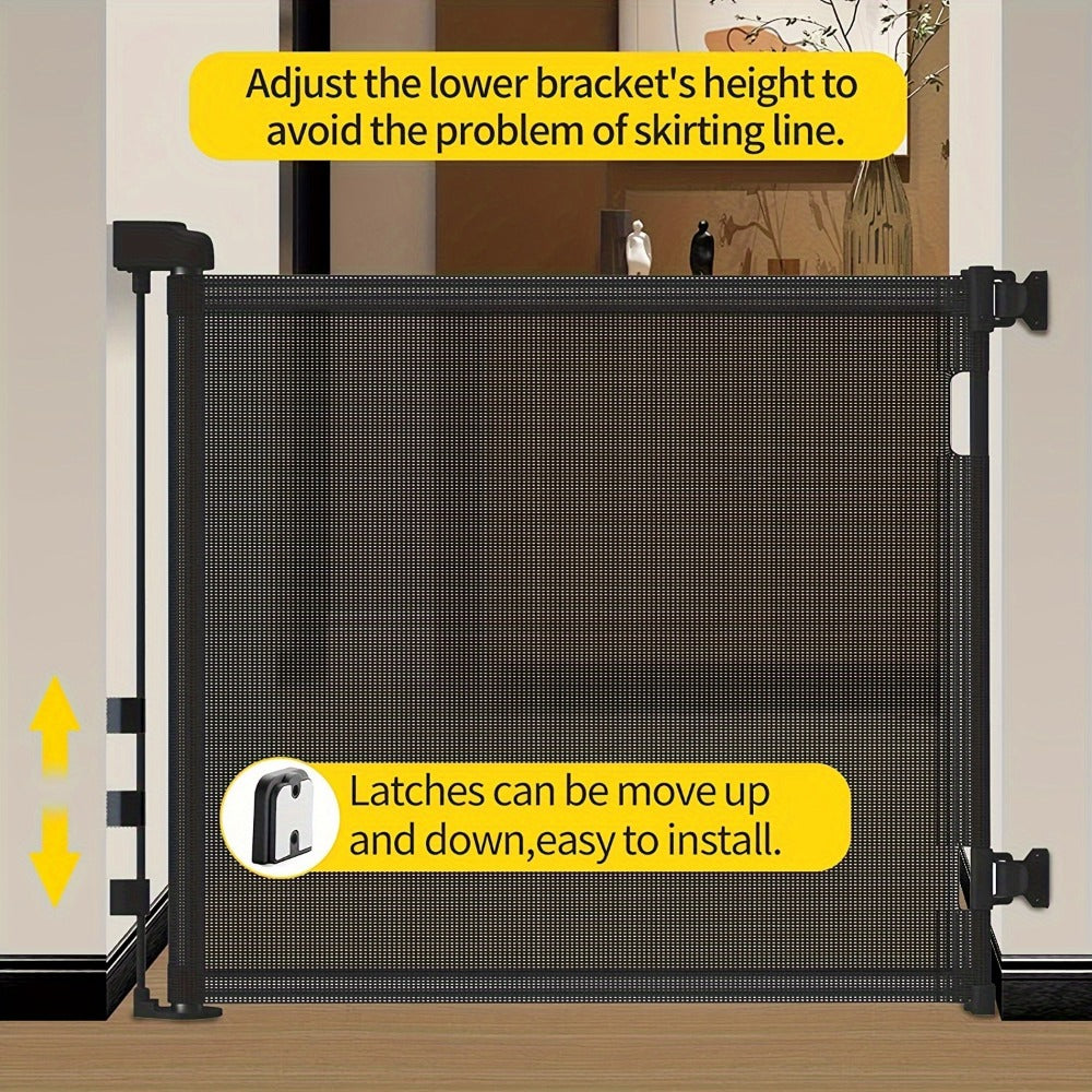 Retractable Mesh Safety Gate - 33/41 Inch Tall - Hardware-mounted expandable mesh design