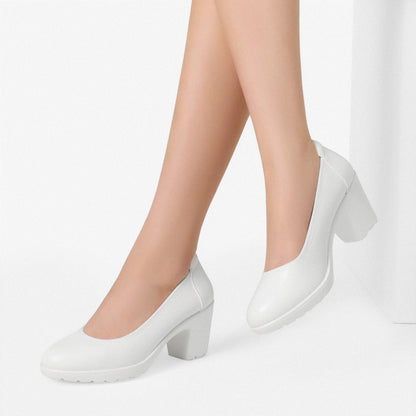 Women's Chunky Closed Toe Low Block Heels Work Pumps Comfortable Round Toe Dress Wedding Shoes One Foot Kick Design Fashionable Bride Bridesmaid Wedding Party Party Holiday Formal Shoes