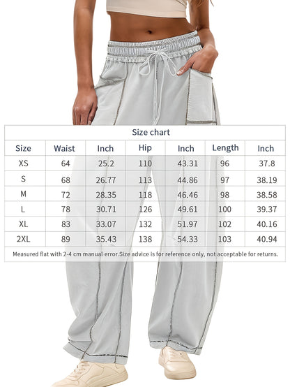 Women'S Loose Wide Leg Pants Casual Summer Wide Leg Pants Drawstring Waist Casual Pants