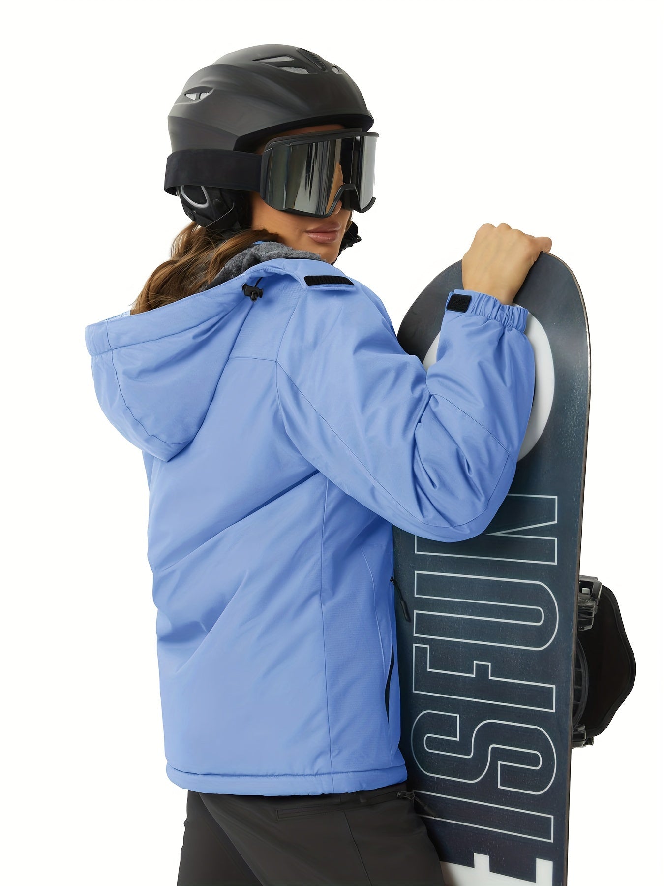 Winter Jacket for Women - Women's Ski Snowboard Jacket Thermal Fleece High Quality Insulated Snow Jacket Casual Work Jacket Outdoor Sports Coat Windbreaker Parka 4 Pockets Camping Snow Jacket Windproof Hood Warm Winter Hiking Fleece Lined Jacket