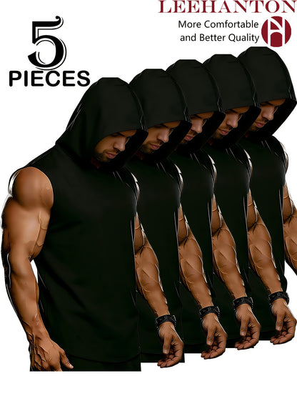 Men's BLK+GREY+WINE+NAVY+BLUE Polyester Sleeveless Outfit Set - product view 3