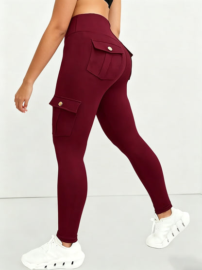Large-size Women'S Stretchy High-waist Fitness Pants With Multiple Pockets, Breathable And Lightweight Yoga Pants, High-waisted Pants For Toning The Waist And Abdomen, Suitable For Running, Fitness, Yoga, And Casual Outings