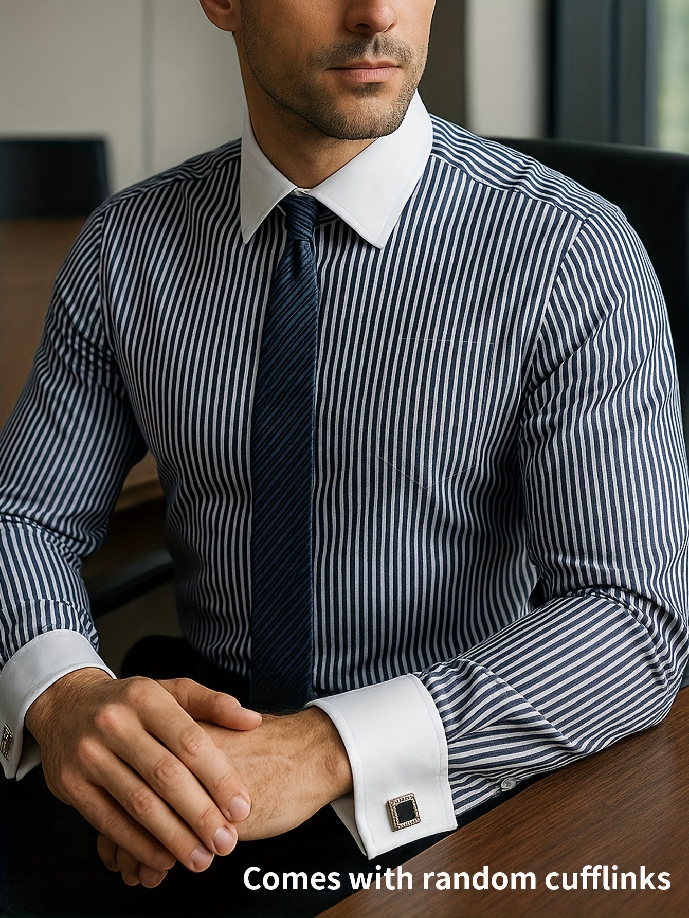Men'S Striped Dress Shirt Long Sleeve - Premium Formal Shirt for Business, Weddings & Events, Lapel Collar, Single-Breasted, Wrinkle Resistant, Comfort Fit, Classic Office And Party Attire