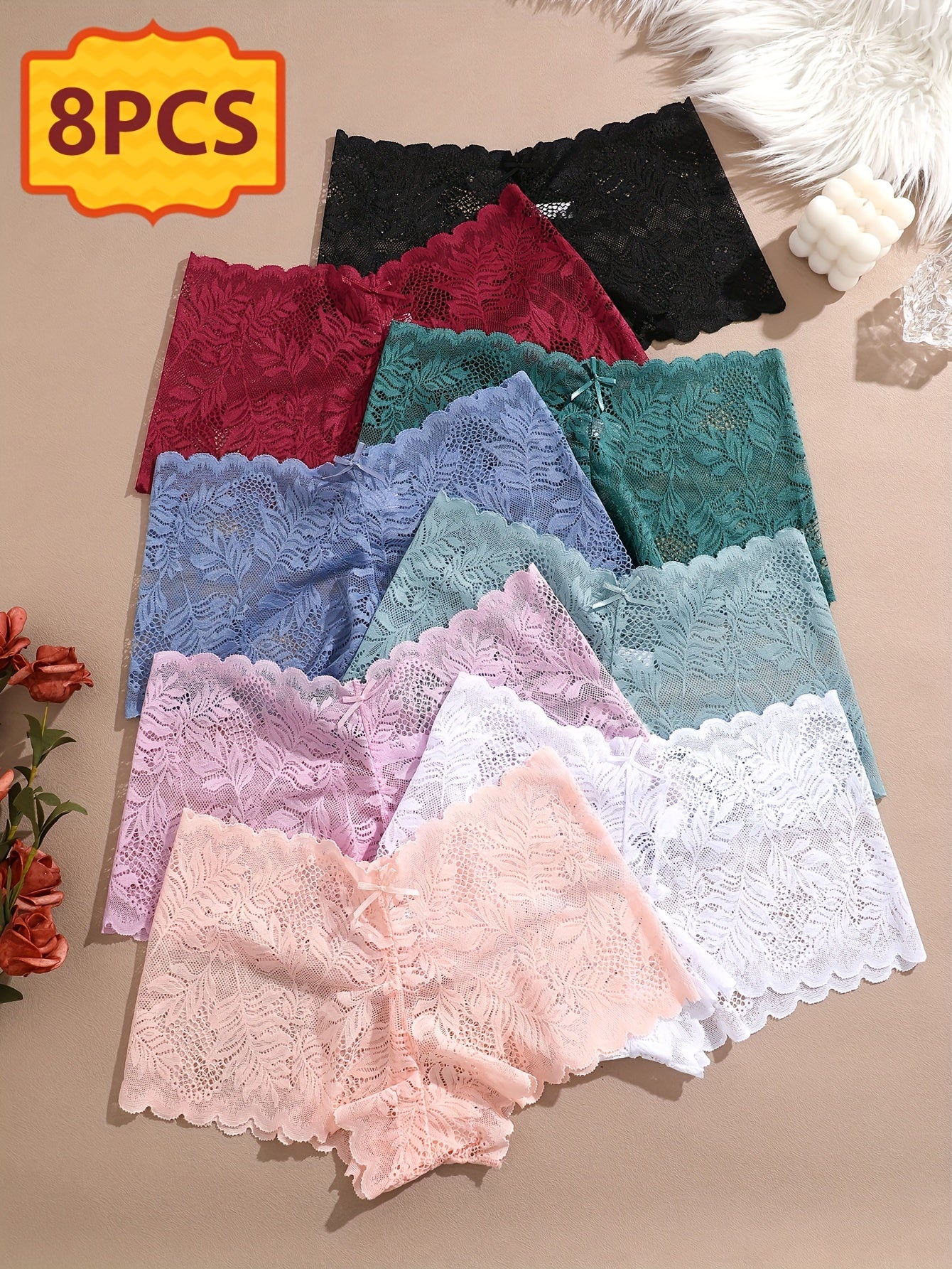 Women's Mixed colors Lace Floral Printed Pants - product view 6