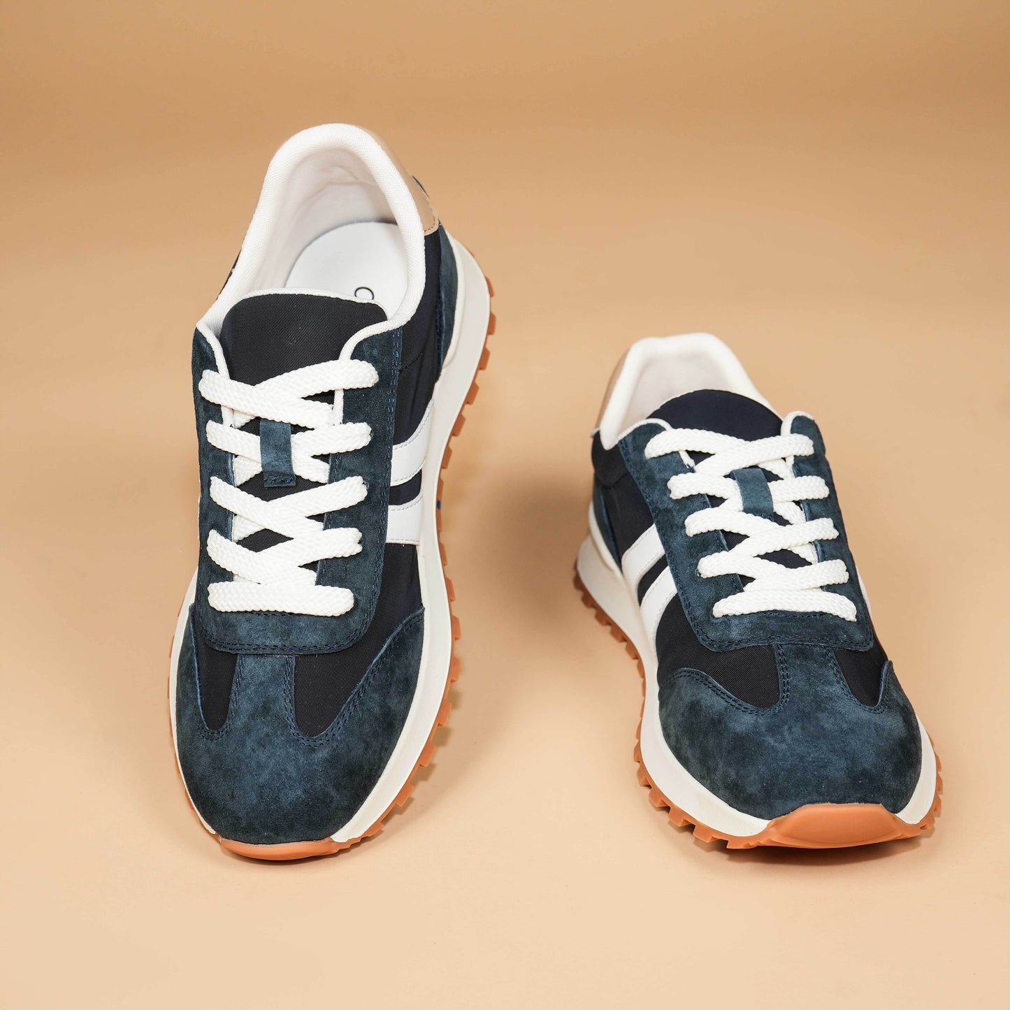 Women's Genuine Leather Chunky Lug Sole Lace Up Running Shoes Casual Designed Fashion Sporty Sneakers AA1127n