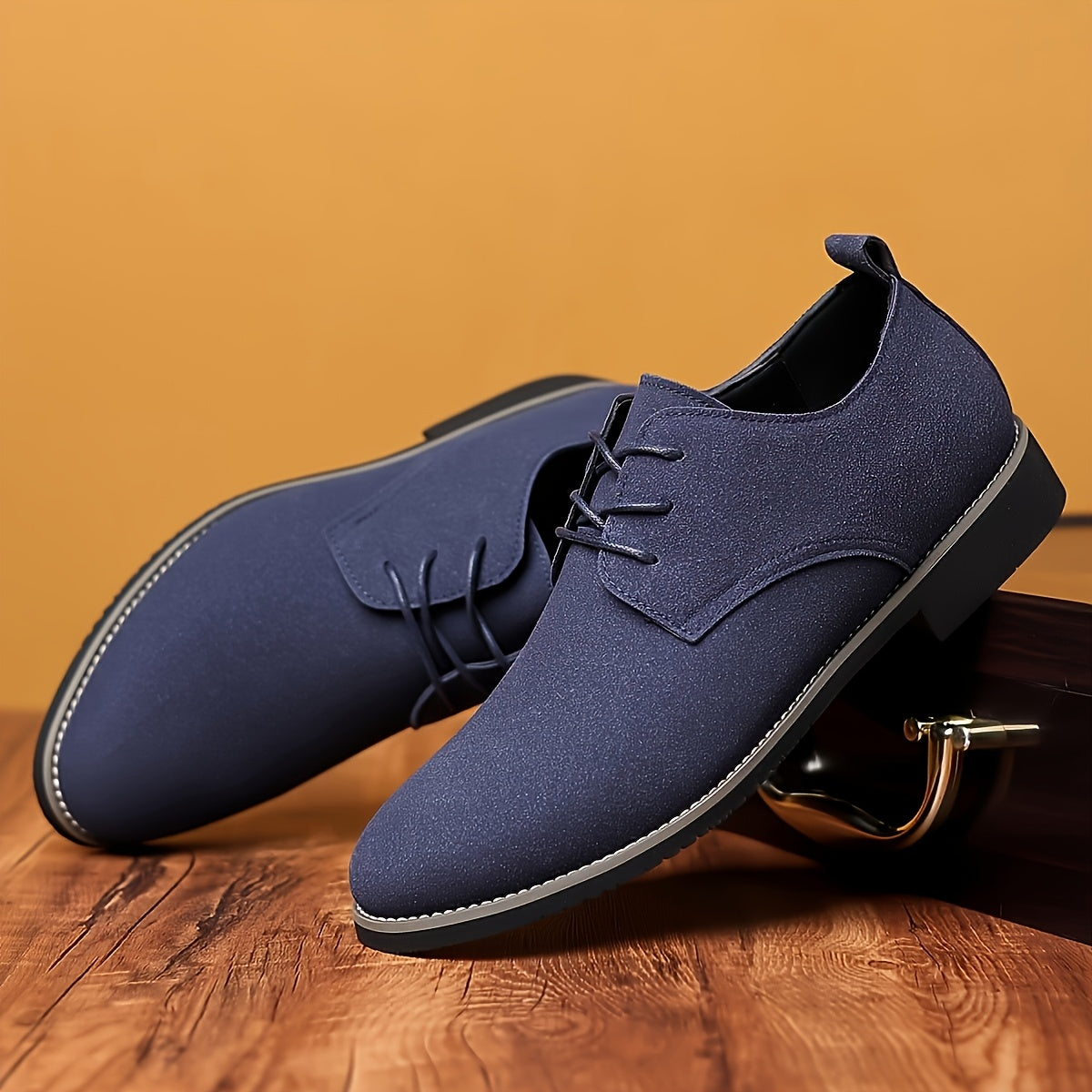 PLUS SIZE Men'S Solid Derby Shoes - PU Uppers, Wear-resistant, Non Slip, Lace-up Semi-formal Shoes for Outdoor Casual