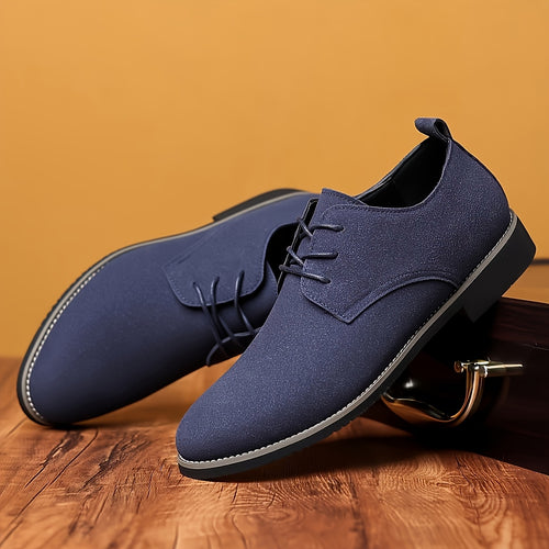 PLUS SIZE Men'S Solid Derby Shoes - PU Uppers, Wear-Resistant, Non-Slip, Lace-Up Semi-Formal Shoes for Outdoor Casual