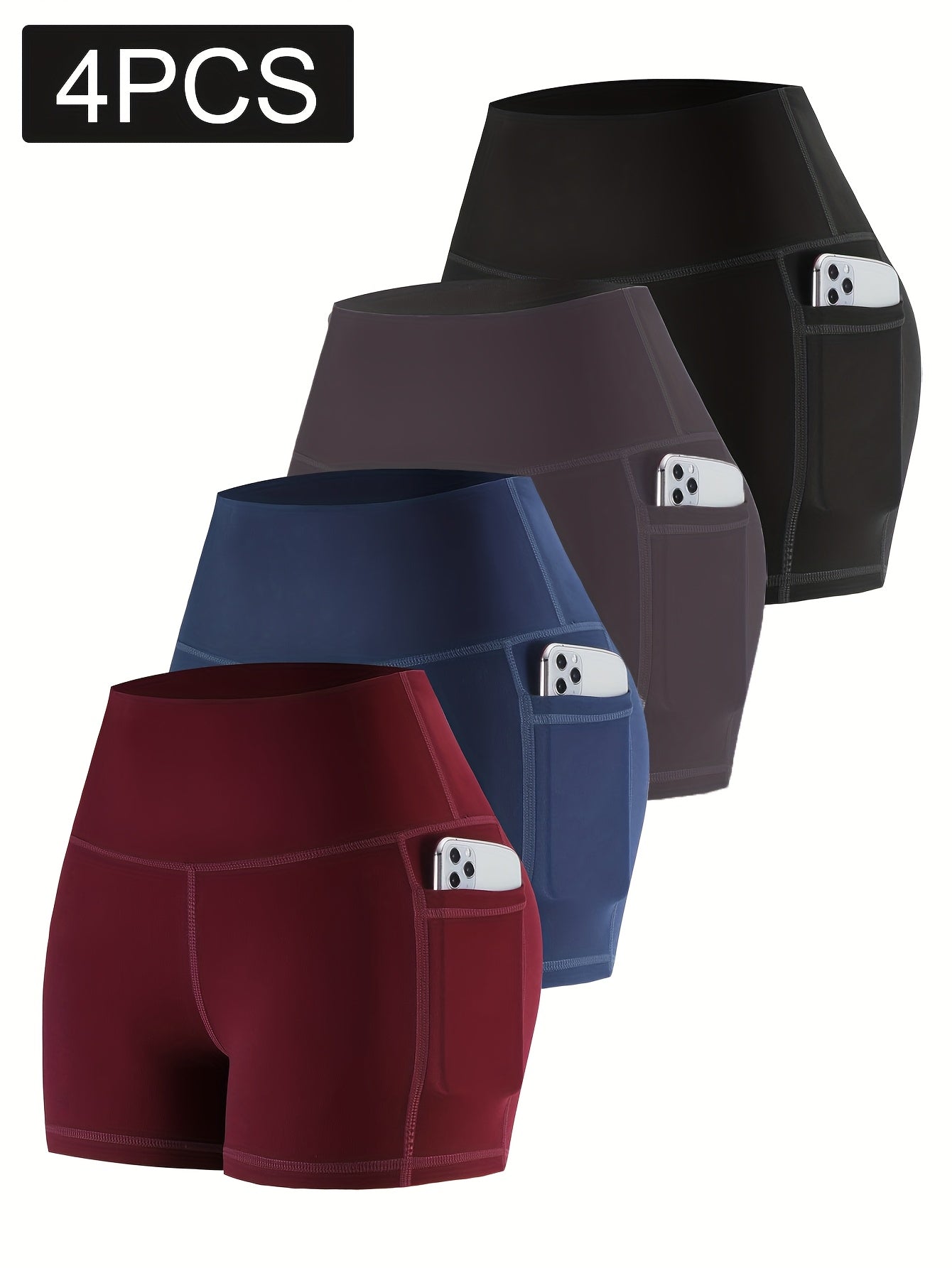PRO-FIT 4pcs Women'S High Waisted Breathable Yoga Shorts - Postpartum Recovery & Running Yoga, Exercise Shorts 78057