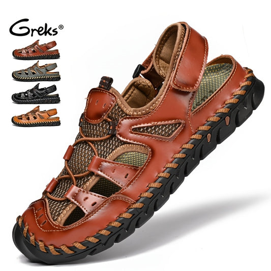 GREKS Men's Closed Toe Sandals Summer Outdoor Hiking Shoes Lightweight Walking Sandals for Beach, Travel, And Daily Wear