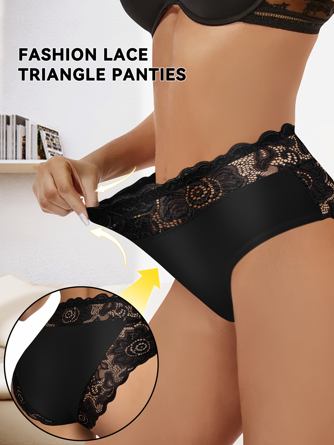 5pcs Women'S High-Waisted Tummy Control Briefs- Elegant Lace Detailing, Soft& Elastic Seamless Design, Full Coverage, No-Roll, Breathable& Comfortable, Multi-Pack with Vibrant Colors, Essential for Daily Wear, Confident Look& Smooth Silhouette