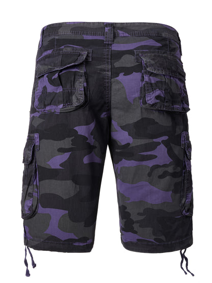 Men's Pure Cotton Washed Camouflage Outer Multi Pocket Workwear Shorts
