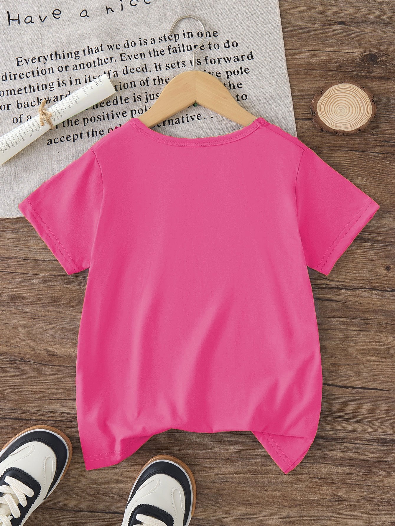 Fashion Girls' "SASSY SAURUS" Cartoon Letter Print Loose T-Shirt | Casual Summer Knit Top with Crew Neck, Slight Stretch Fabric, Regular Sleeves, Asymmetrical Hem - GOURD DOLL