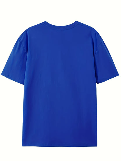 Men'S Casual T-Shirt Featuring a Creative Letter Design, Made from 100% Knit Fabric, Perfect for Spring And Summer with Its Short Sleeves, Stylish And Adaptable