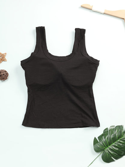 2pcs Of Women's Seamless U-shaped Strap Textured Vest-style Underwear, Built-in Breast Pads, Solid Color Bottoming Style, Suitable for All Seasons, Suitable for Both Inner And Outer Wear