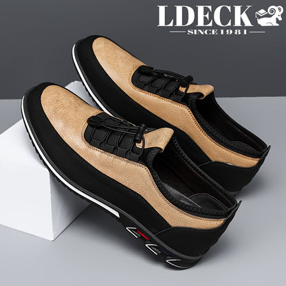 LDECK Mens Elastic Band Loafers Soft Lining For Comfortable Walking Durable Outsole Classic Modern Look Perfect Commuter Shoe Gift Choice