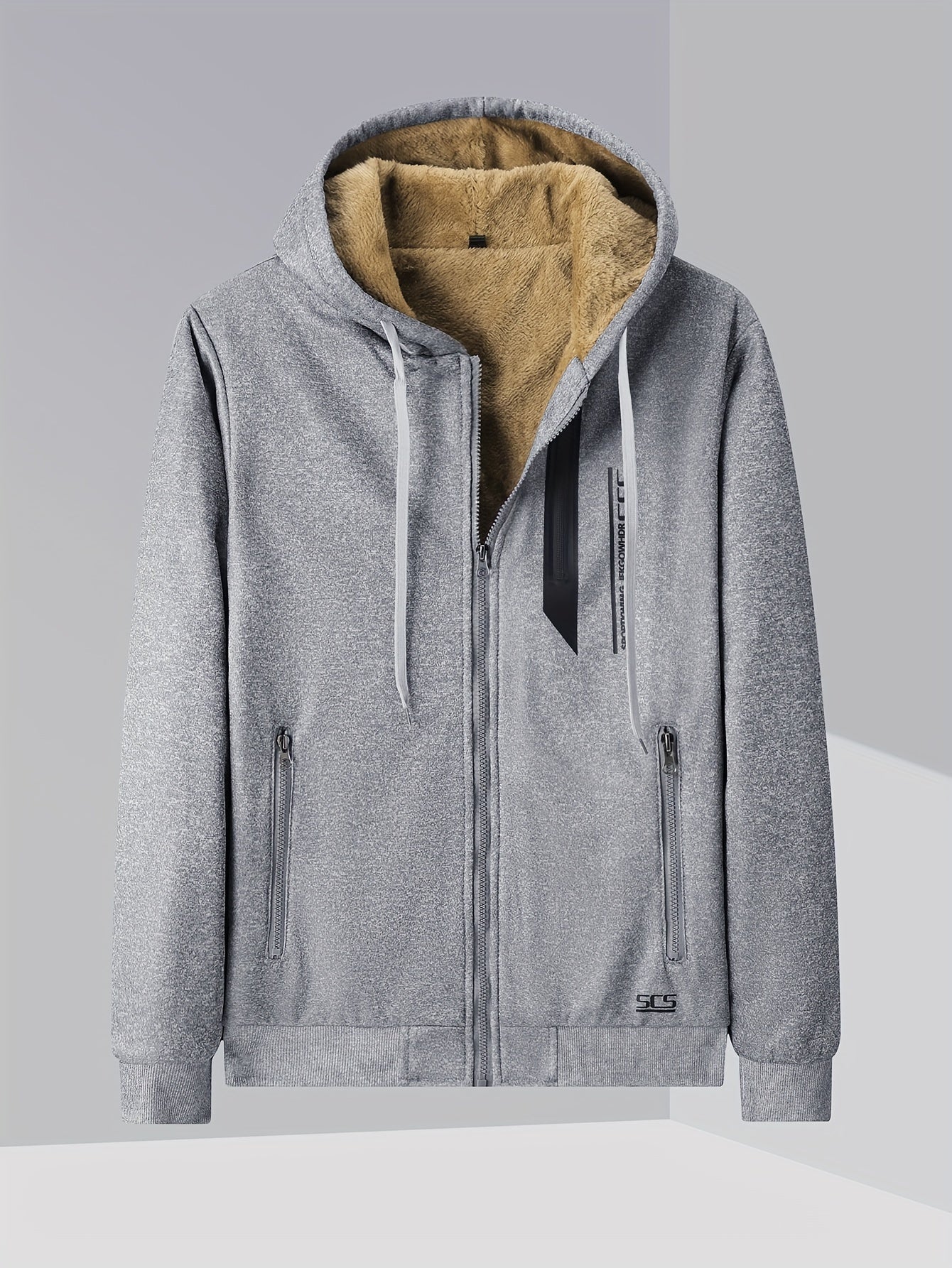 Men's Winter -Lined Thick Warm Hoodie Jacket, Athletic Zip-Up Sweatshirt with Pockets