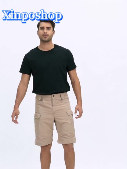 2pcs Summer Outdoor Cargo Shorts for Men, Multi-Pocket Hiking Shorts, Durable, Ripstop, Wear-resistant, Good for Camping, Hunting, Fishing, Summer Outdoor Activies and Daily Wear