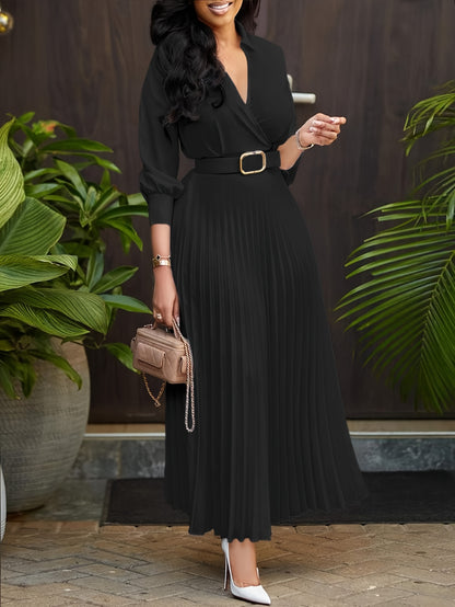 Women's Dress, 3/4 Sleeve Flared A Line, Casual Semi Formal with Belt, Wedding Guest Office Lady