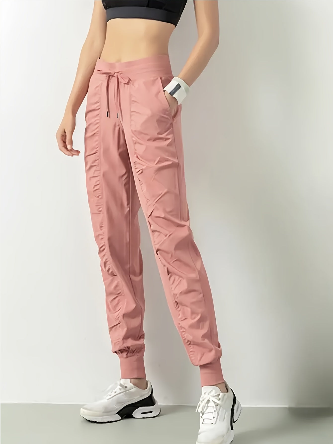 3pcs Women's Quick-Dry Training Tracksuit Pants - Slim Pleated Athletic Joggers with Drawstring Waist & Side Pocket, Gym Workout Pants Suitable for Running,, Gym - Spring Summer Fall Solid Color (Machine Washable)